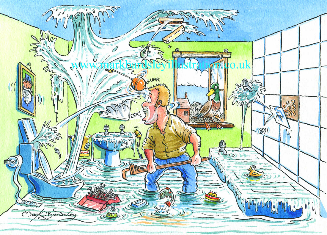 plumbing cartoon for a builders merchant ad' campaign